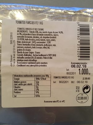 1KG Tomates Farcie Stalaven - Ingrediënten - fr