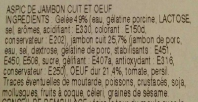 Aspic de Jambon Cuit et Œuf - Ingrediënten - fr