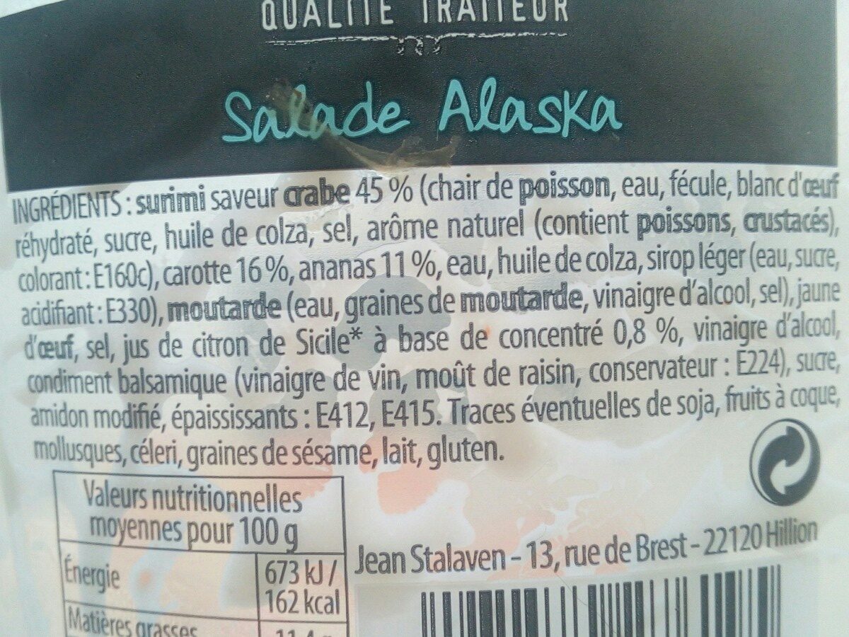 Salade Alaska - Ingrediënten - fr