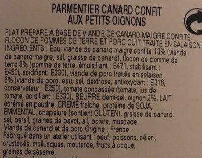 Parmentier canard - Ingrediënten - fr