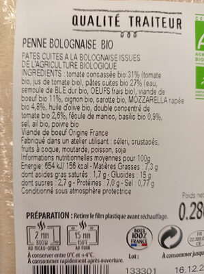 Penne bolognaise - Ingrediënten - fr