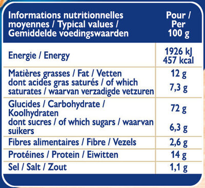 Grilletine Briochée x18 - Nutrition facts - fr
