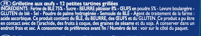 Grilletine Briochée x12 - Ingredients - fr