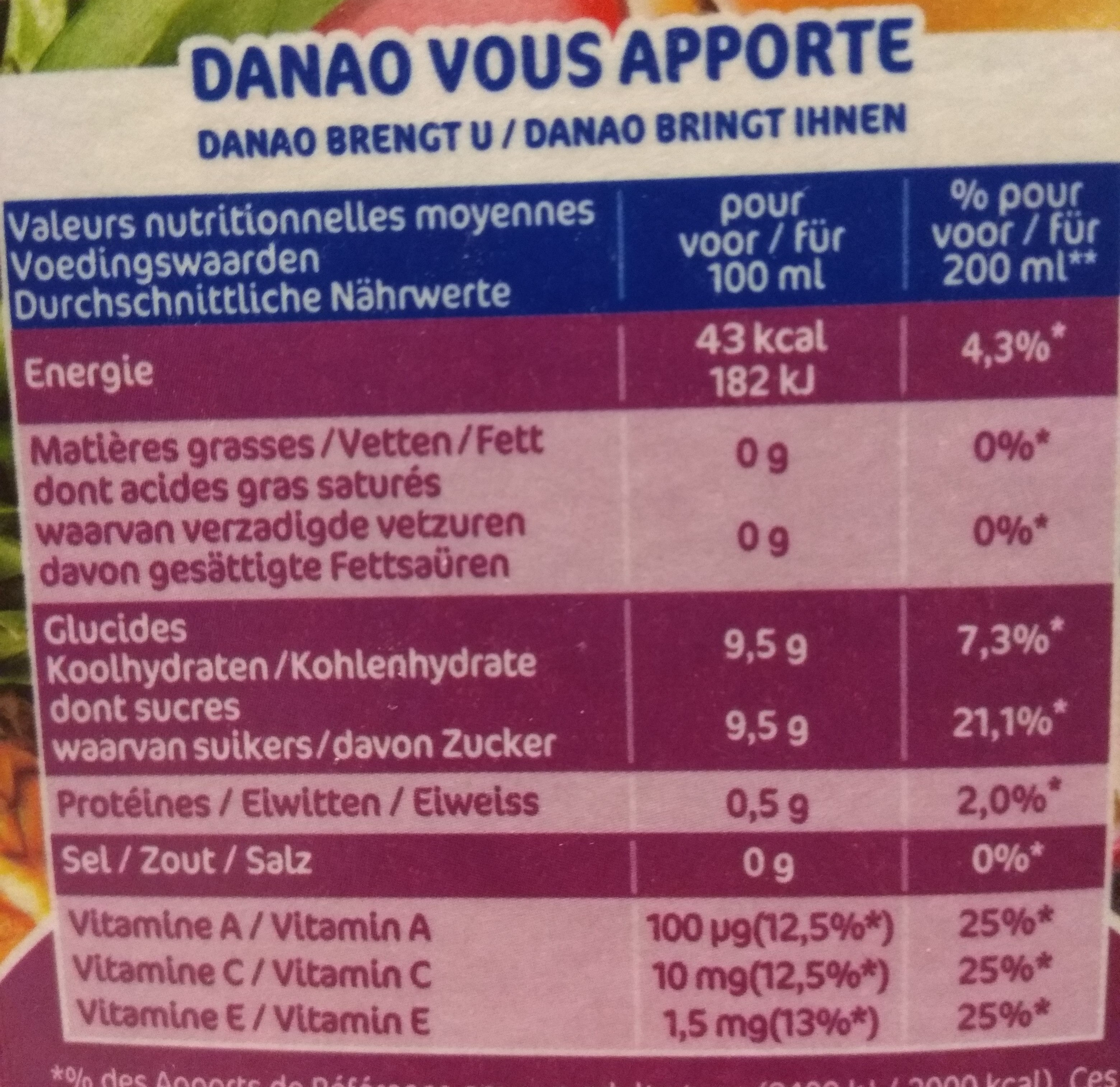 danao multi vitaminé - Información nutricional - fr