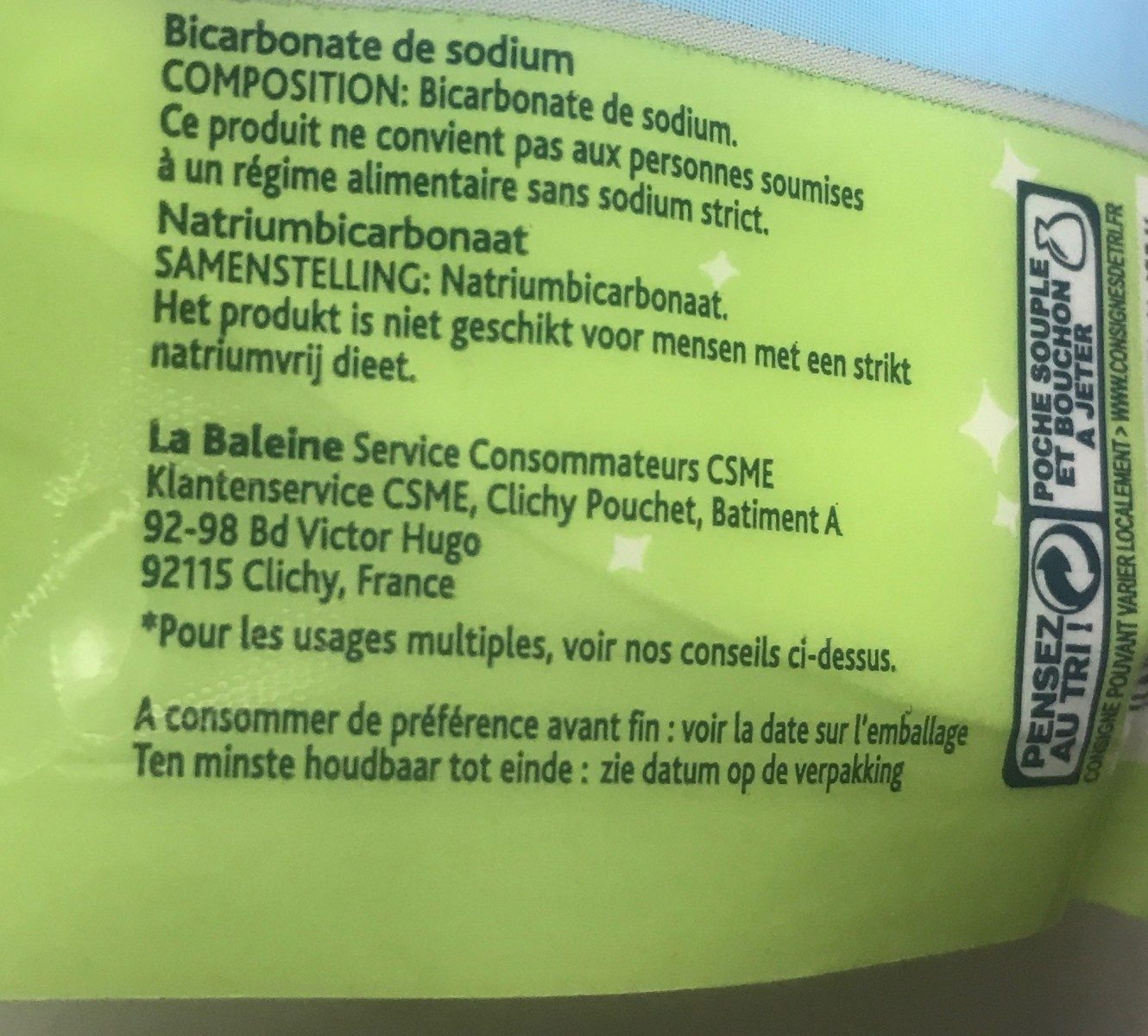 Bicarbonate alimentaire - 原材料 - fr