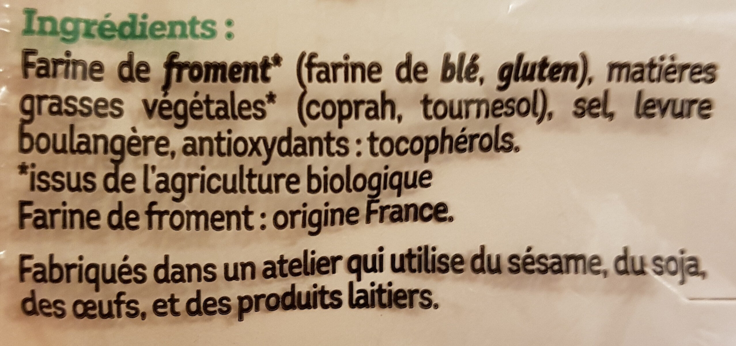 Croutons bio - Ingredients - fr