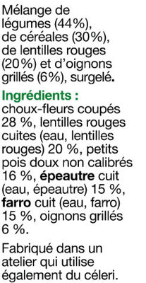 Plaisirs Veggie - Mélange légumes & céréales - Ingredienser - fr