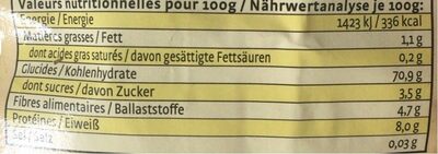 Fiche nutrition Risotto Pural 250g