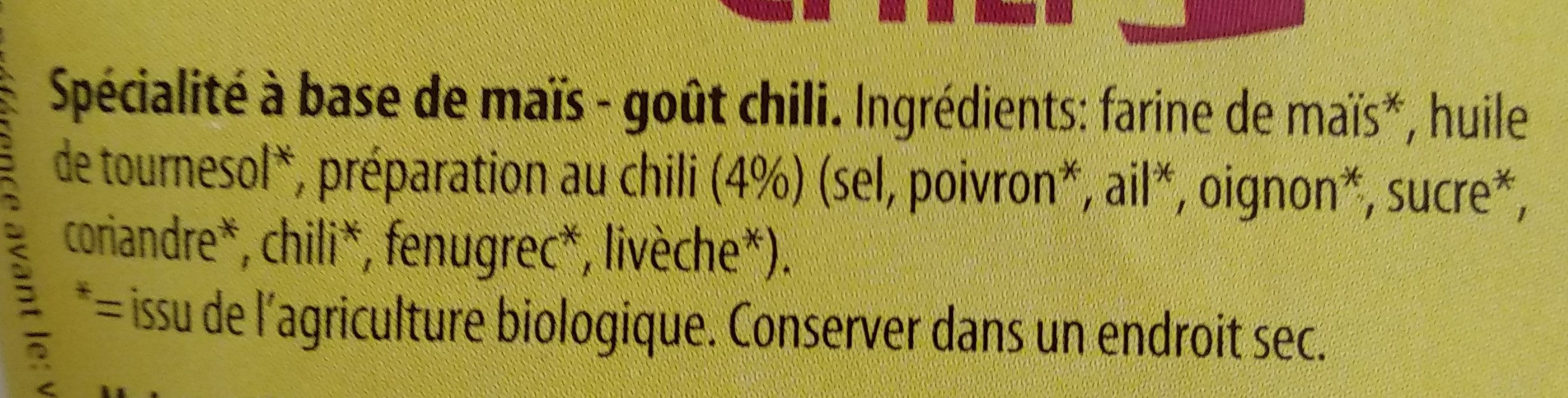 CHIPS MAIS CHILI SANS OGM - Ingredienser - fr