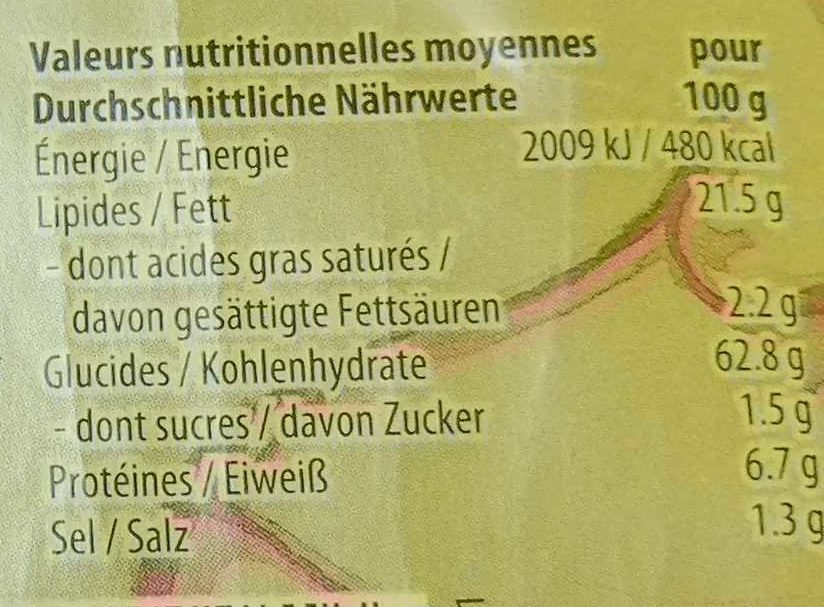 CHIPS MAIS CHILI SANS OGM - Näringsfakta - fr