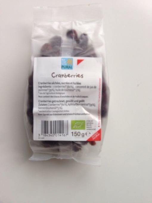 Cranberries séchées sucrées et huilées Bio - Product - fr