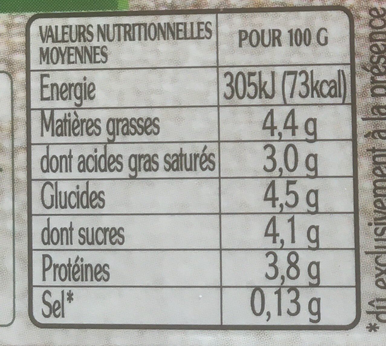 Fromages frais en faisselles 4x100g + 2x100g gratuits - Nutrition facts - fr