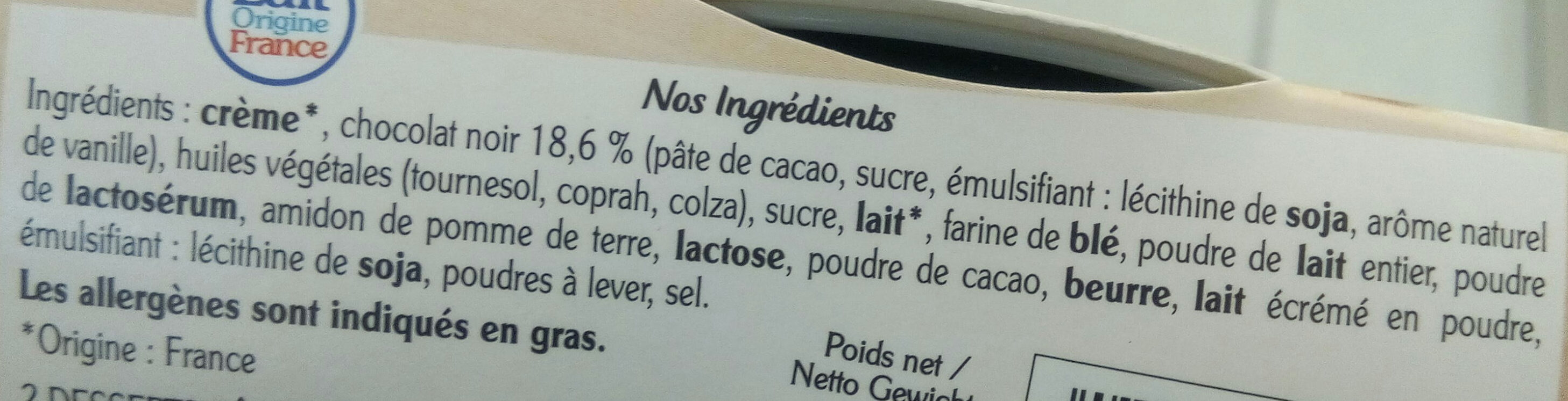 La Tartelette au Chocolat - Ingredients - fr