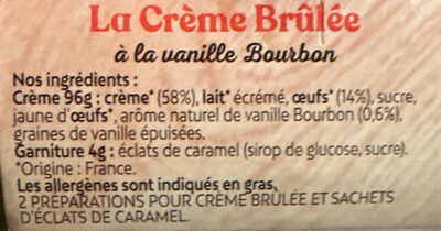La crème brûlée - Ingrediënten - fr