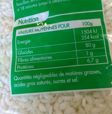 Riz arborio - Nutrition facts - fr