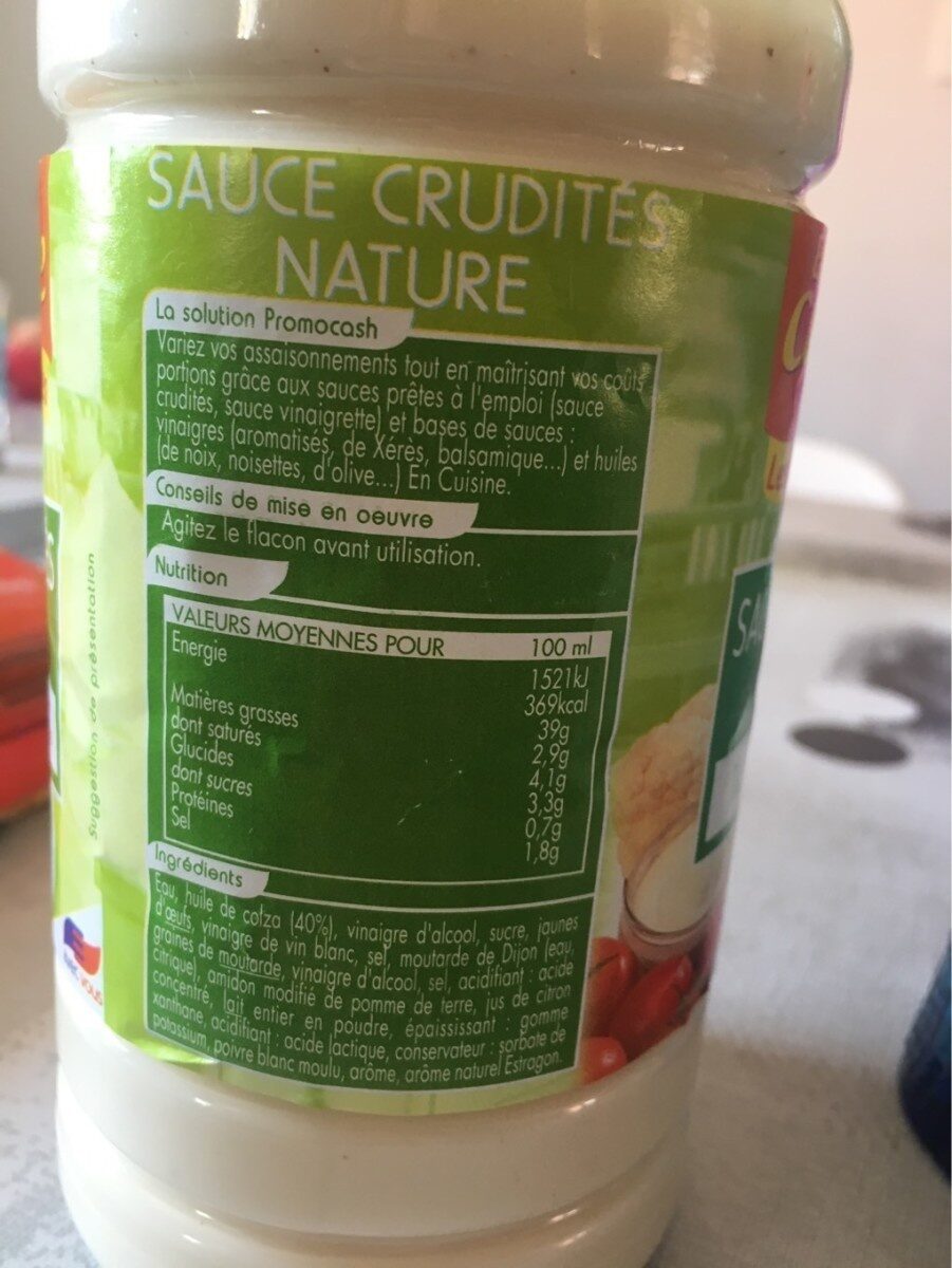Sauce Crudité Nature - Nutrition facts - fr