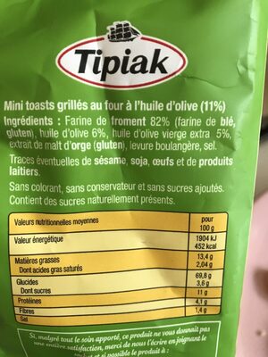 Mini Toasts Apéritifd - Ingredients - fr