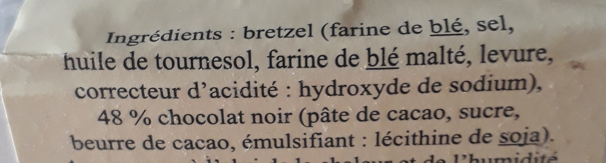 Sachet bretzels au chocolat noir - Ingredients - fr