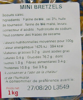 Sachet vrac Mini Bretzels - Ingredients - fr