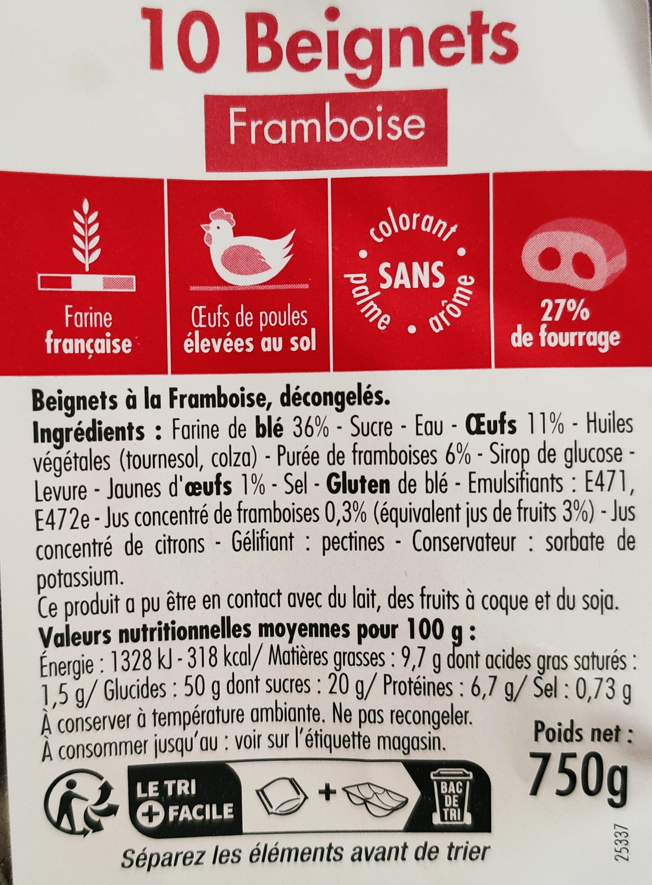 10 Beignets Framboise sans huile de palme - Ingredienser - fr