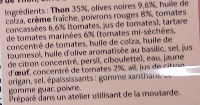 Les Tartinables (Thon Olives, Tomates Marinées et Poivrons) - Ingrédients