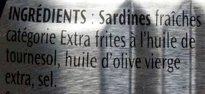 Sardines Label Rouge huile d'olive - Zutaten - fr