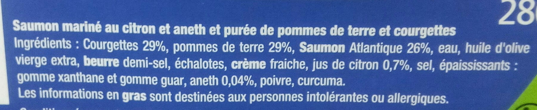 Saumon Mariné & Purée de Courgette et Pomme de terre - Ingrédients