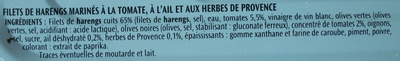 Filets de harengs (Tomate, Ail et Herbes de Provence, Sans Huile) - Ingredientes - fr