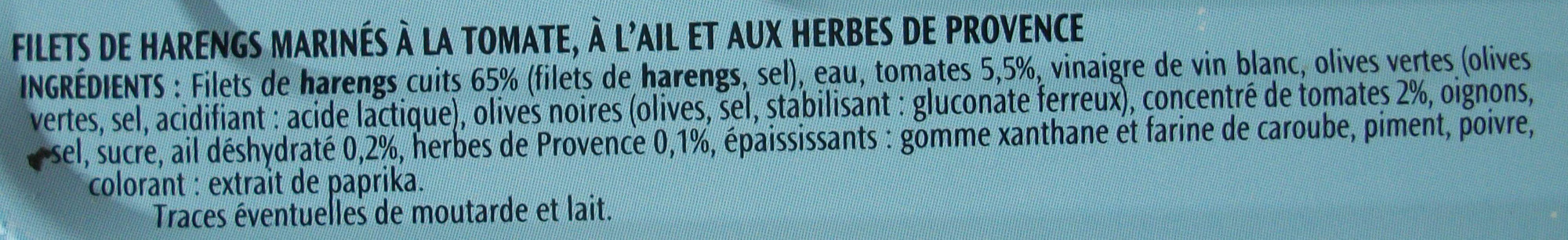 Filets de harengs (Tomate, Ail et Herbes de Provence, Sans Huile) - Ingrédients