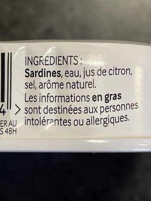 Sardines au naturel - Ingrediënten - fr