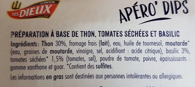 Apéro'Dips  thon- Tomates séchées Basilic - Ingrediënten - en
