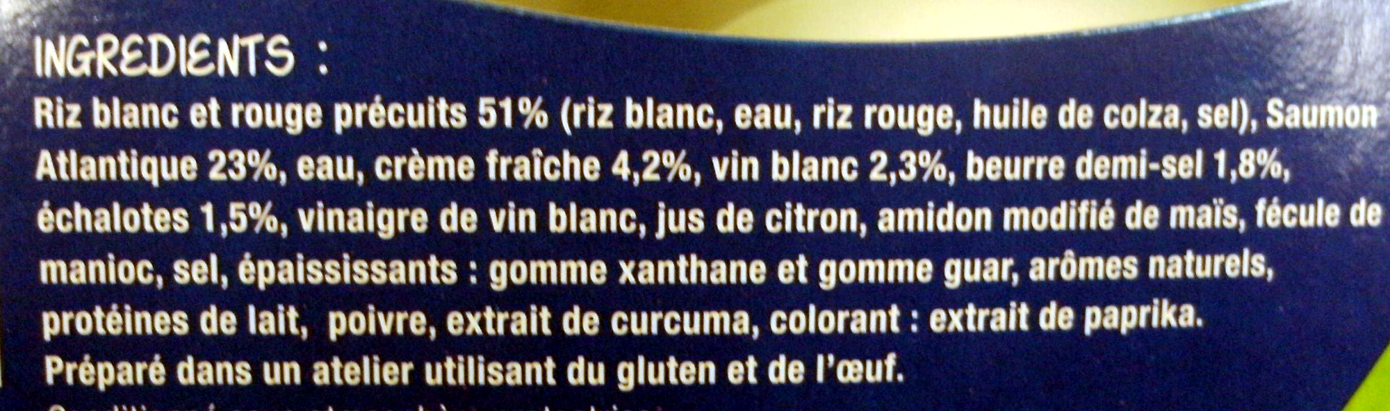 Saumon Beurre blanc & Riz de Camargue - Ingrédients