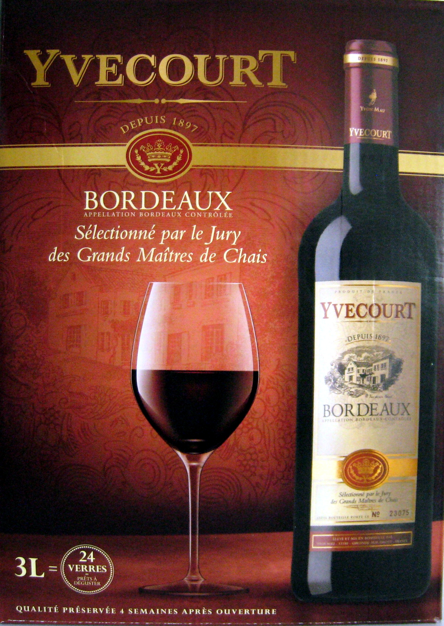 Vin Bordeaux rouge Yvecourt - Product - fr