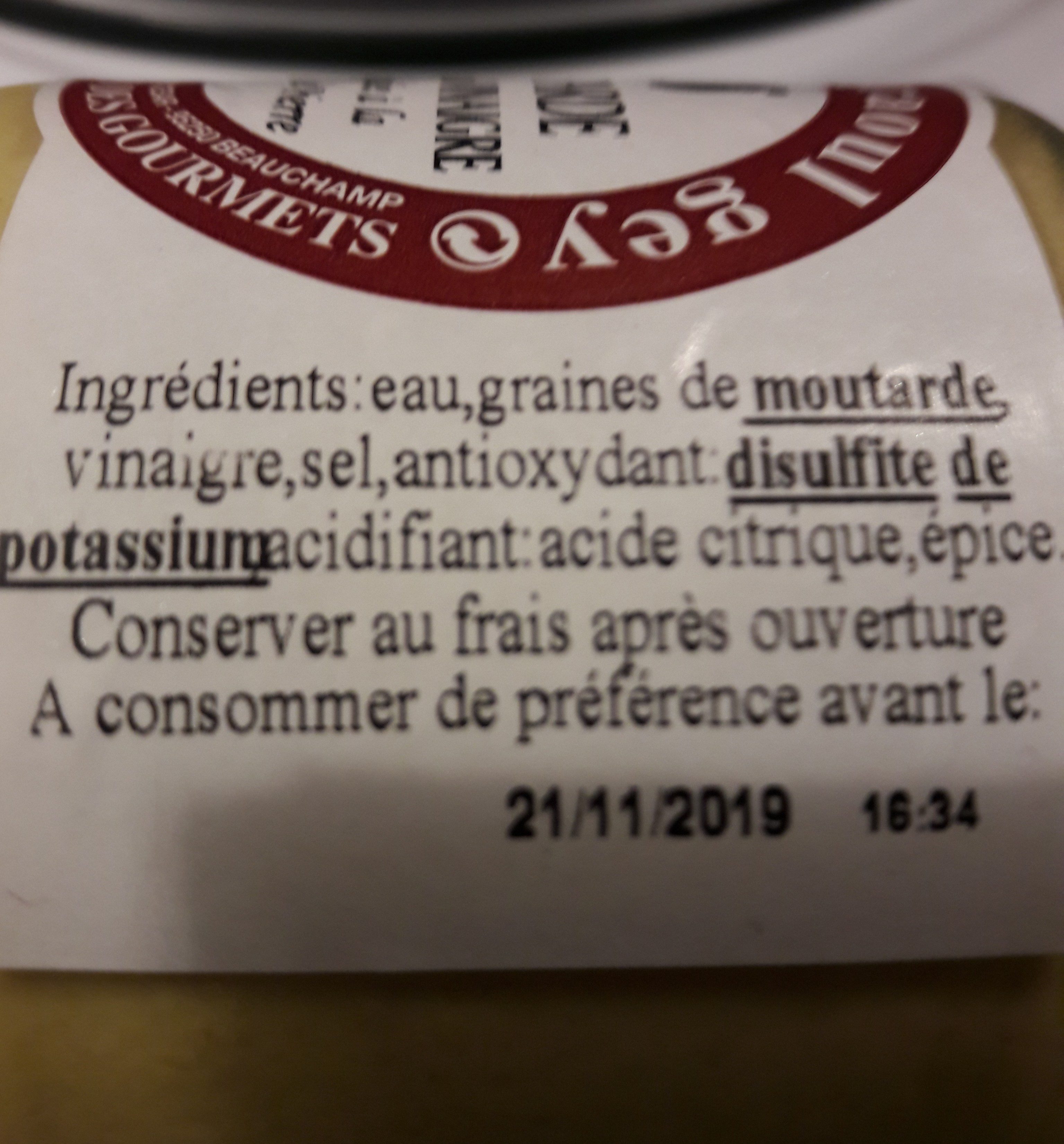 Moutarde de Dijon au vinaigre - Ingredients - fr