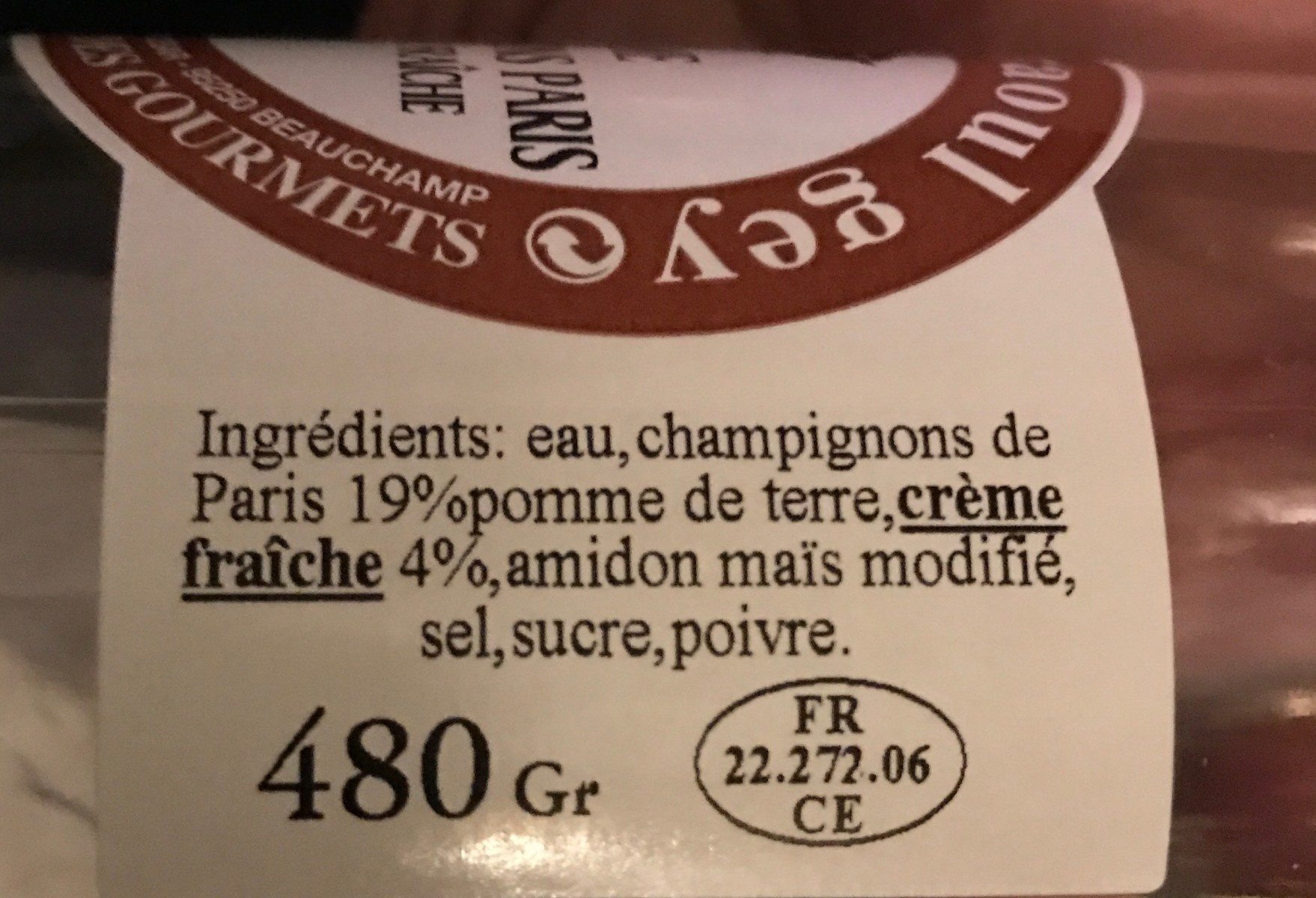 Creme champignons de paris - Ingredients - fr