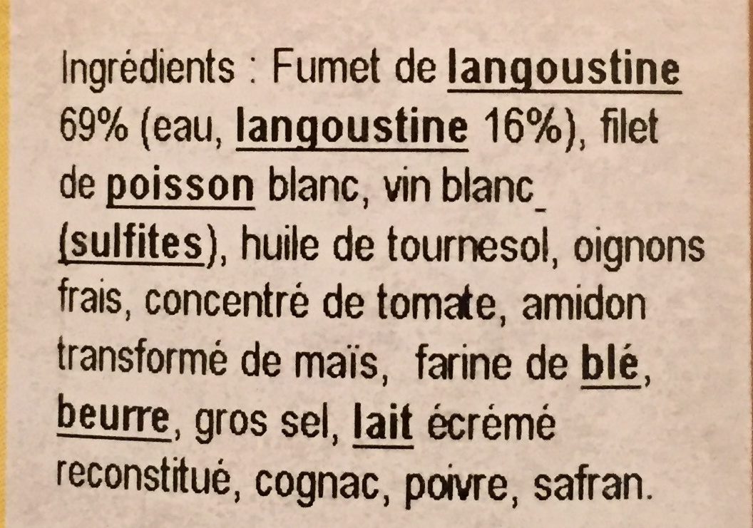 Bisque de langoustine - Ingredienser - fr