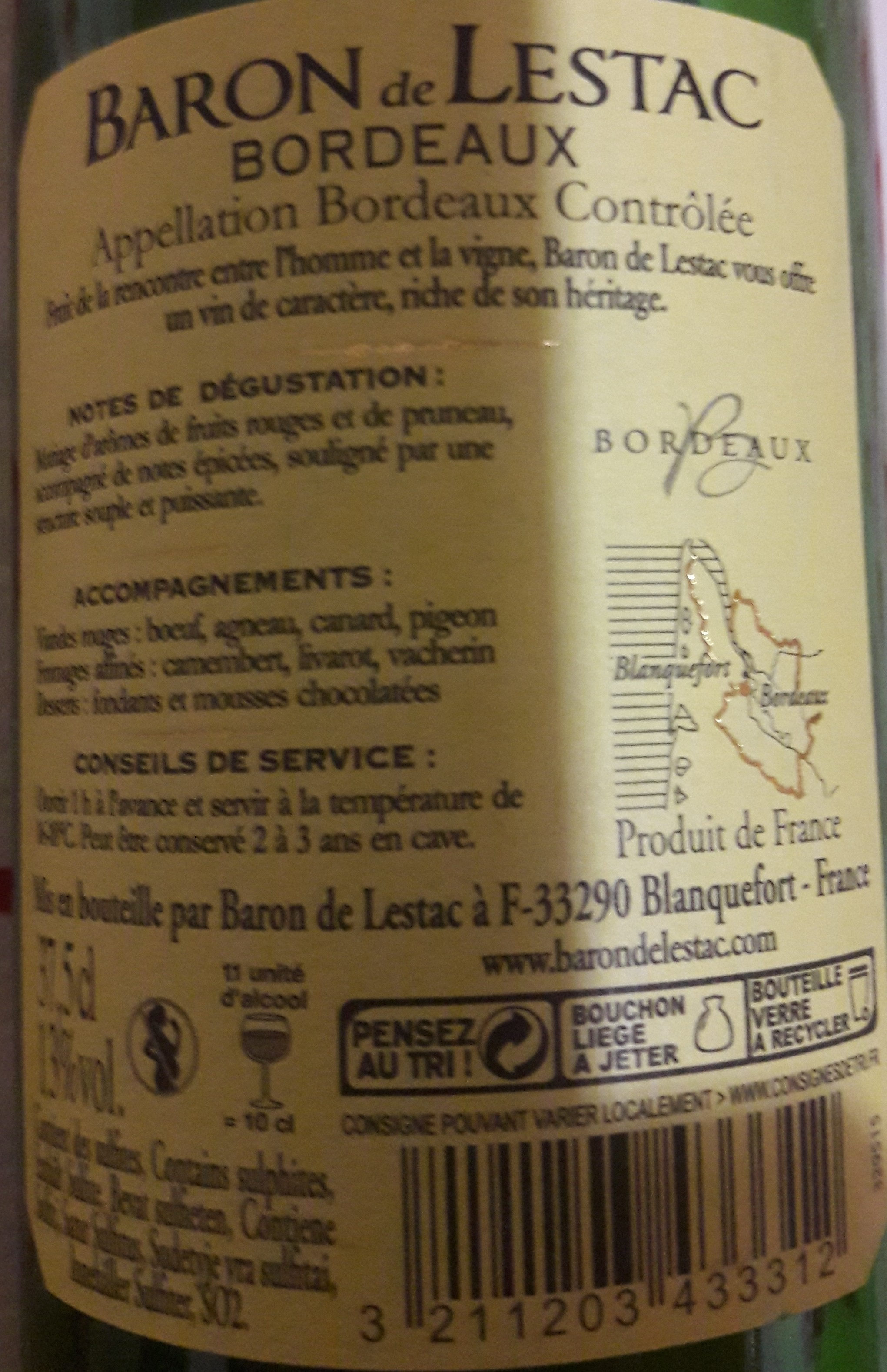 vin de Bordeaux 2016 - Ingredients - fr