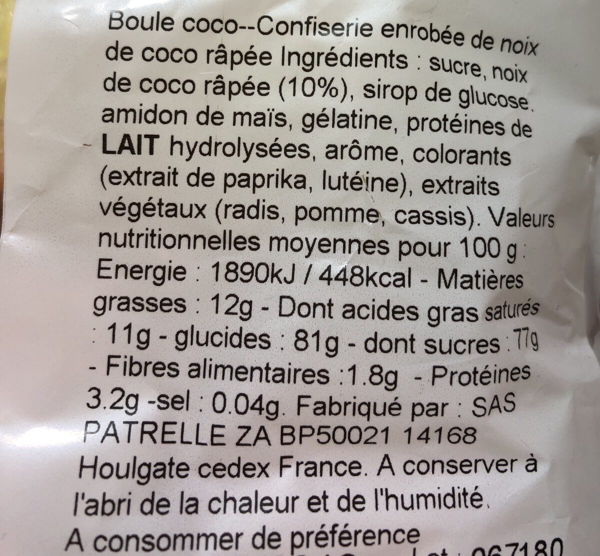 Boules coco - Ingrédients