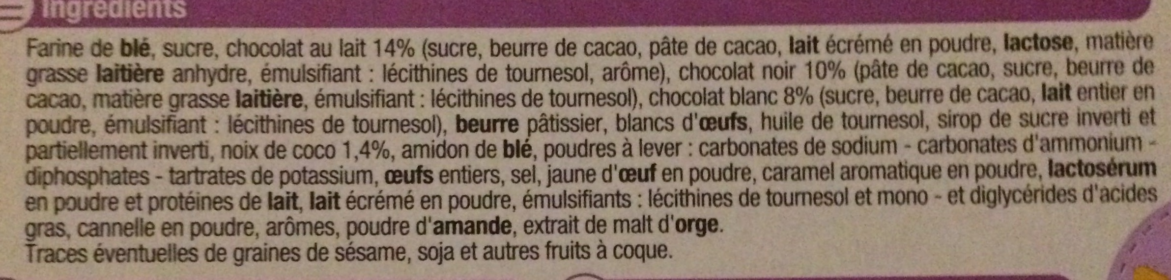 Assortiment de 25 Biscuits - Ingredients - fr