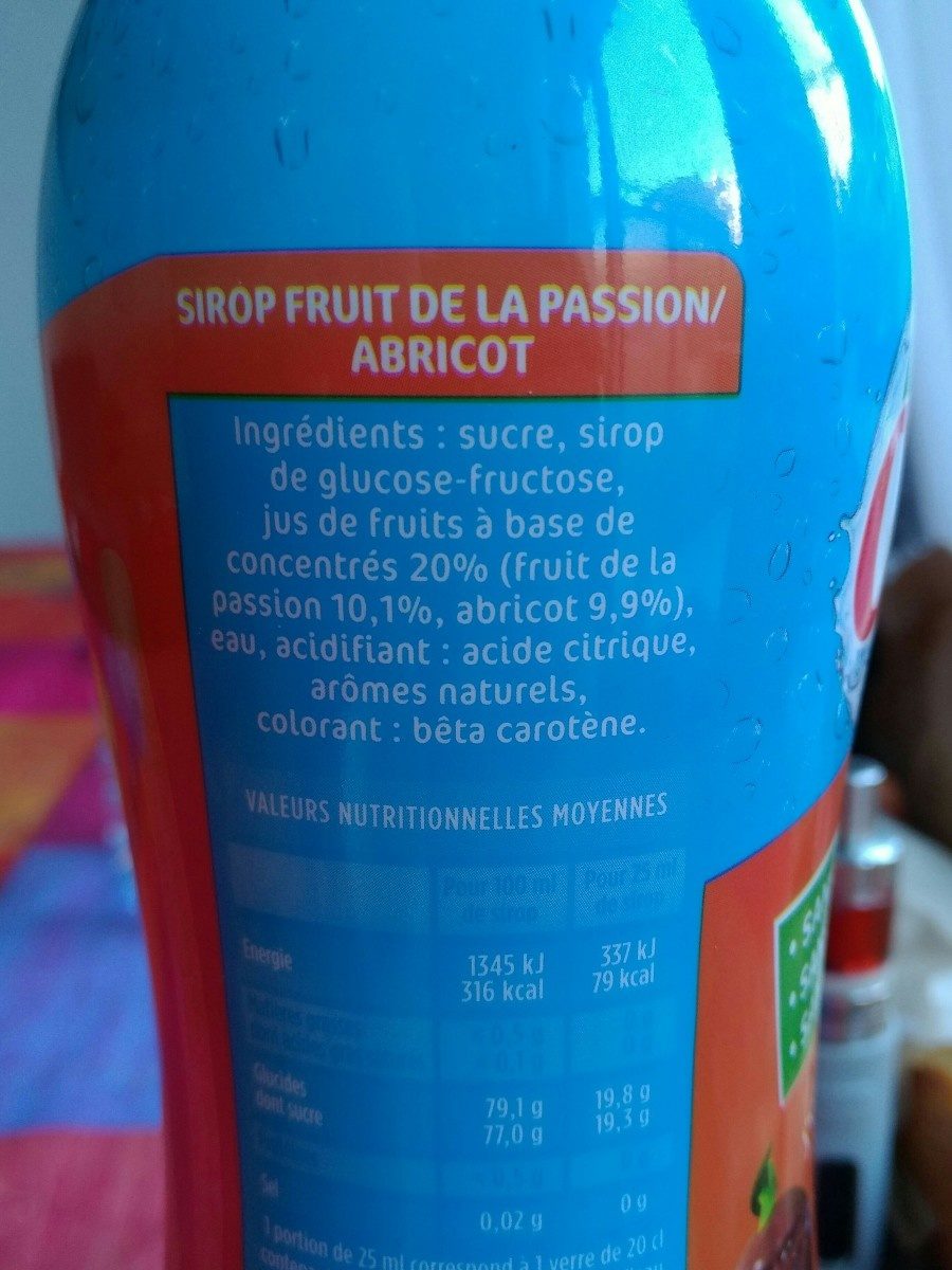 Sirop Passion Abricot - Ingrédients