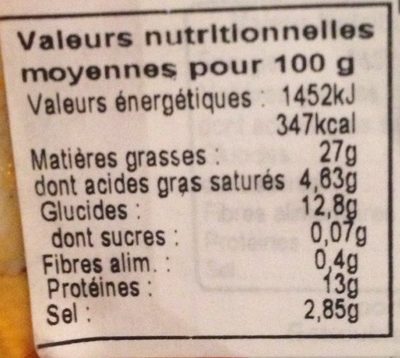 Filets d'anchois à l'orientale - Nutrition facts - fr