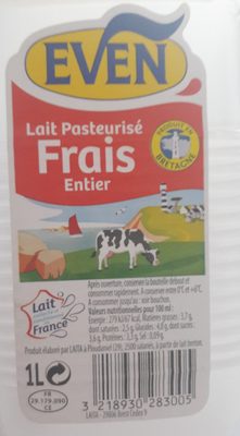 EVEN - Lait Pasteurisé Frais entier - Ingredients - fr