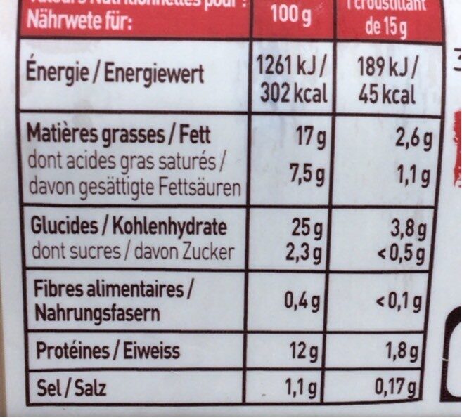 Deli’cheese Chavroux - Nutrition facts - fr