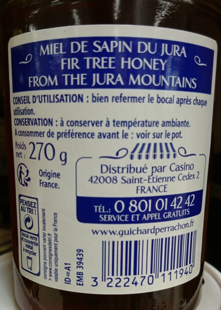 Miel de Sapin du Jura liquide - Ingredients - fr