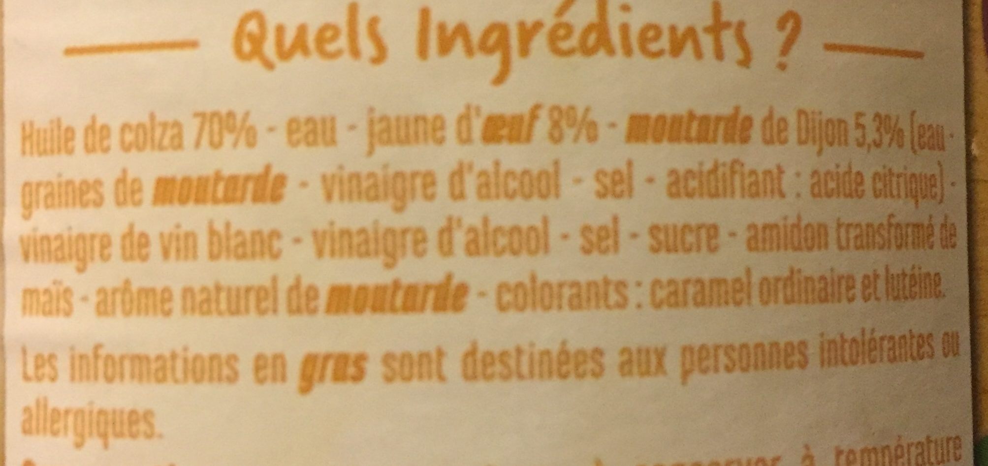 Mayonnaise à la Moutarde de Dijon - Ingredienti - fr