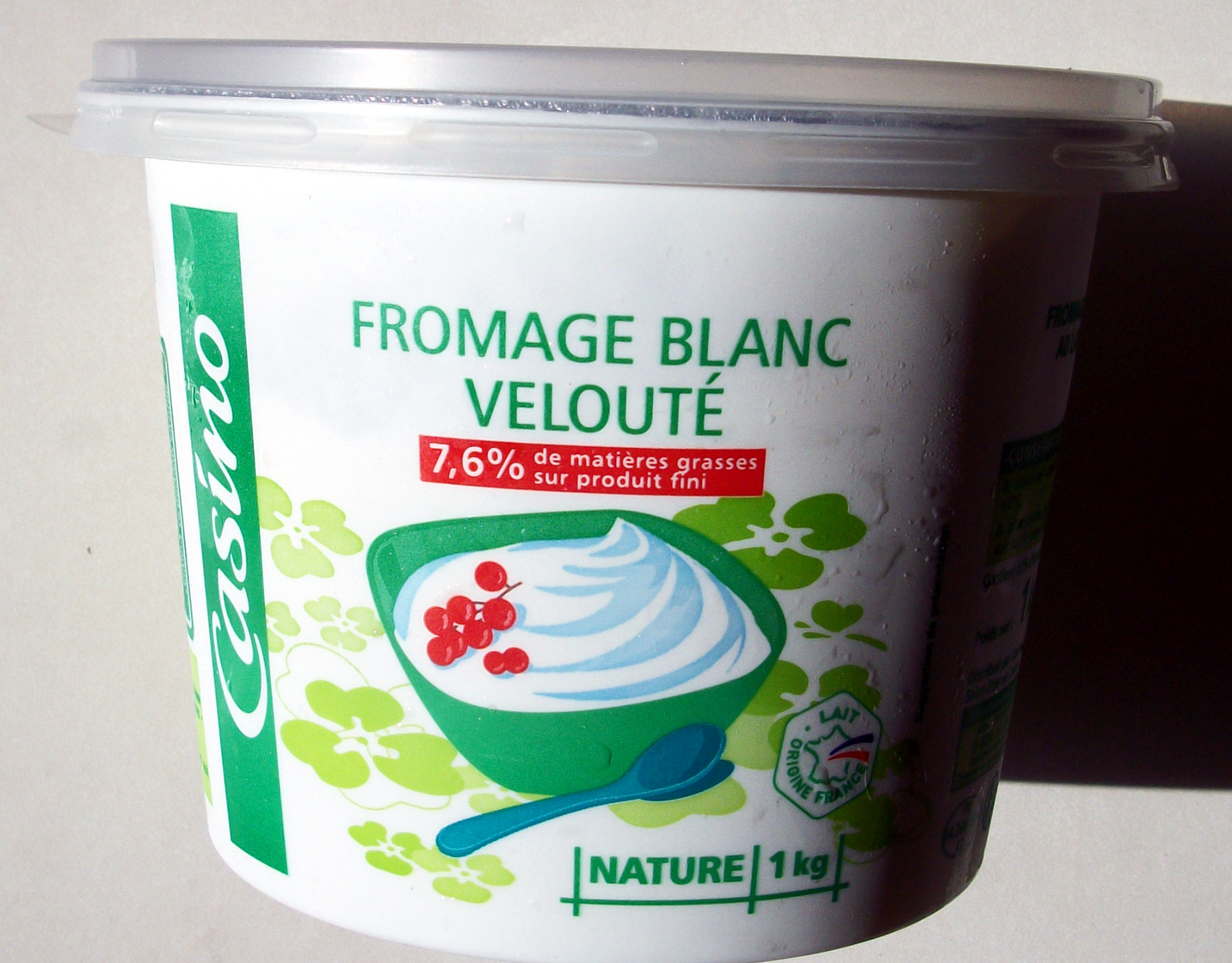 Fromage blanc velouté 7,6% de matières grasses sur produit fini - Product - fr