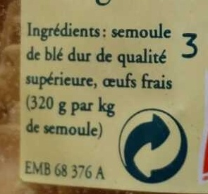 Les Pâtes d'Alsace Papillons (7 Œufs Frais au kilo) - Ingrediënten - fr