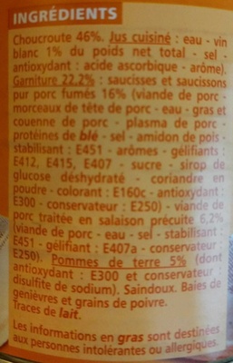 Choucroute garnie au vin blanc 800g - Ingredients - fr