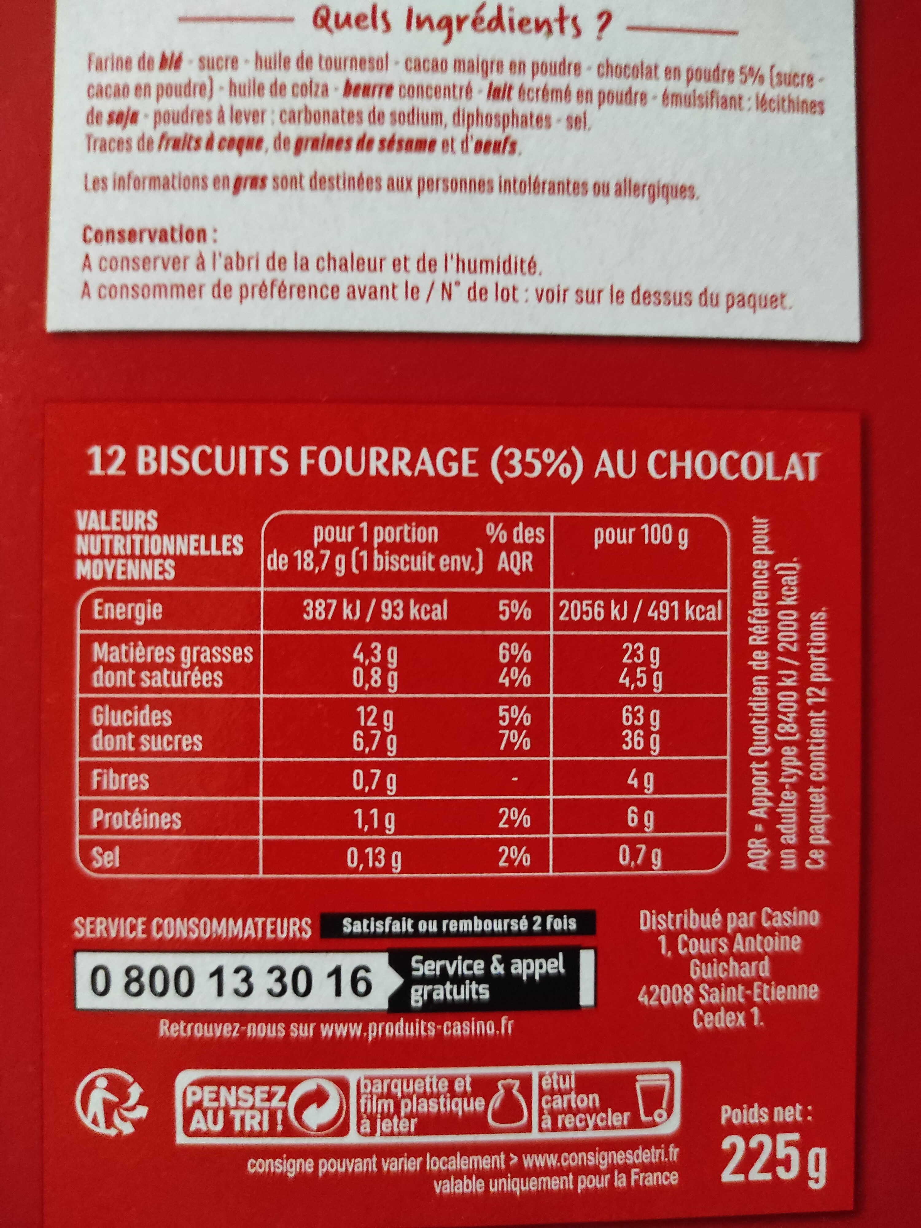 Goûter chocolat - Voedingswaarden - fr