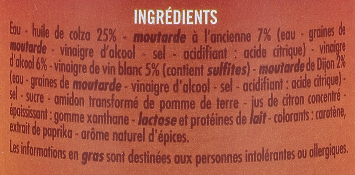 Vinaigrette moutarde à l'ancienne allégée en matières grasses - Ingredienti - fr